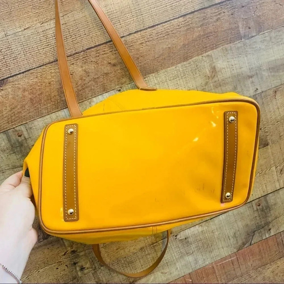 Dooney & Bourke Patent Leather Mustard Tote - Picture 5 of 7